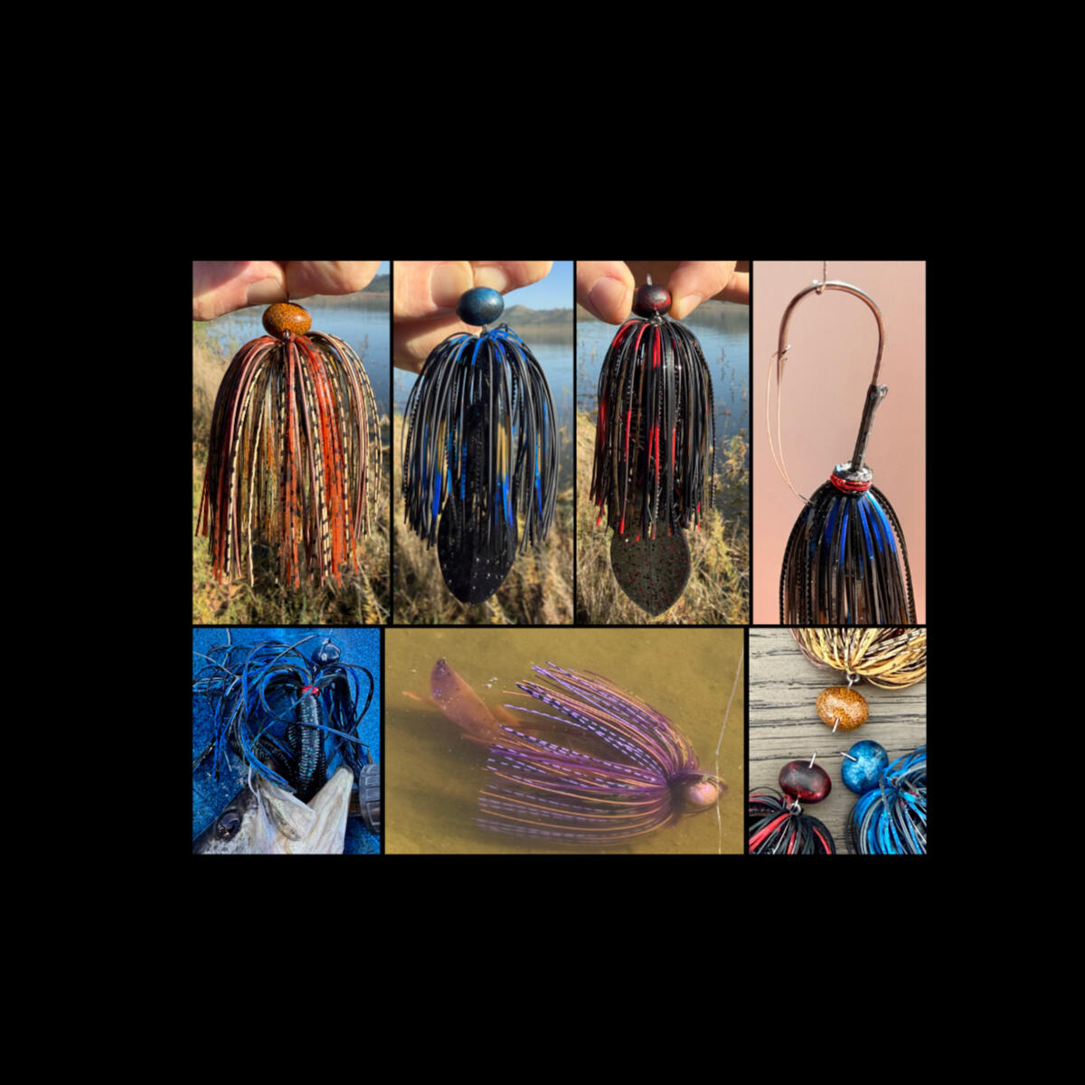 SHOP SWING-HEAD BASS JIGS CUSTOM MADE, 100% HAND TIED WOBBLE HEAD BASS JIGS